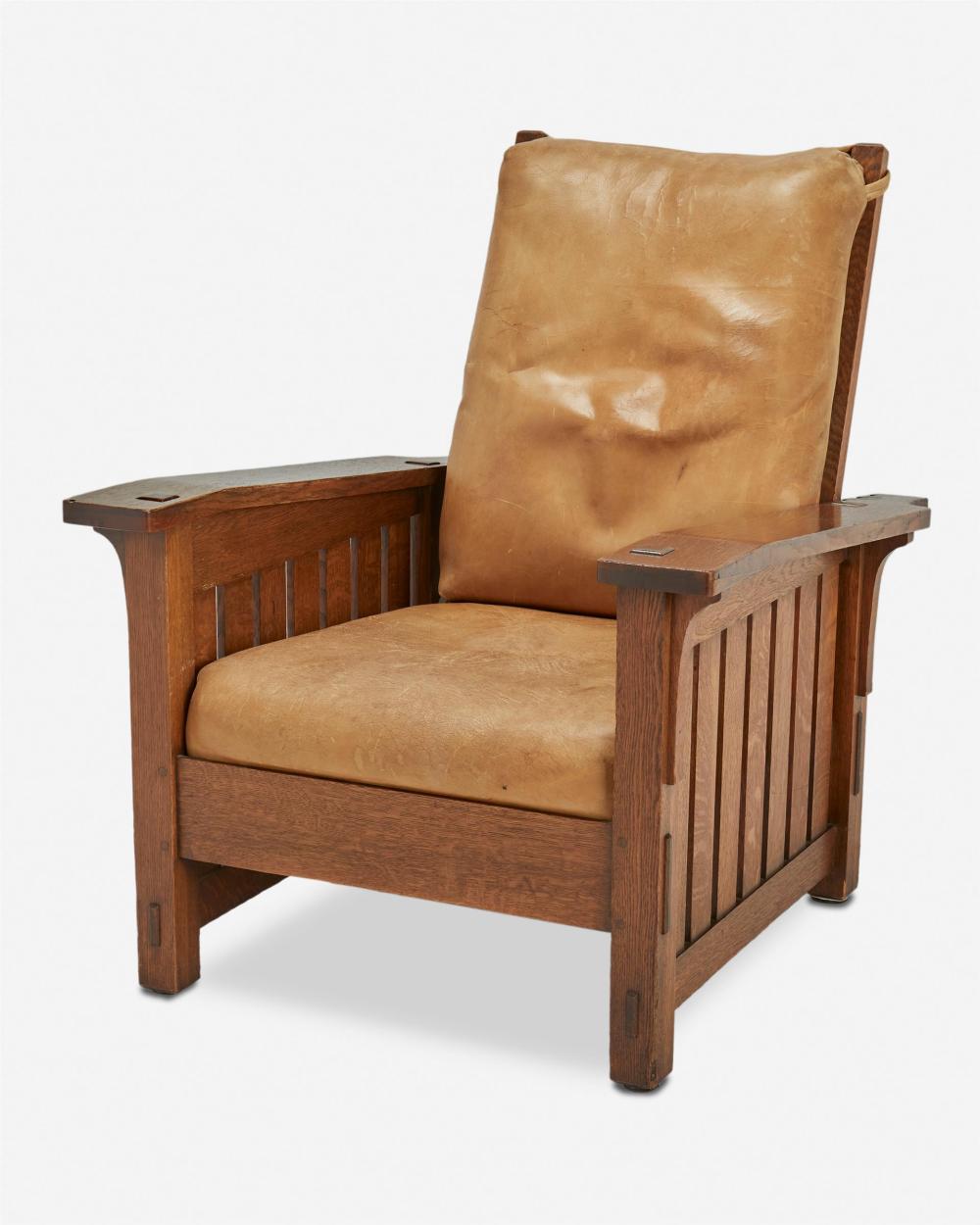 Appraisal: An L J G Stickley oak Morris chair No -