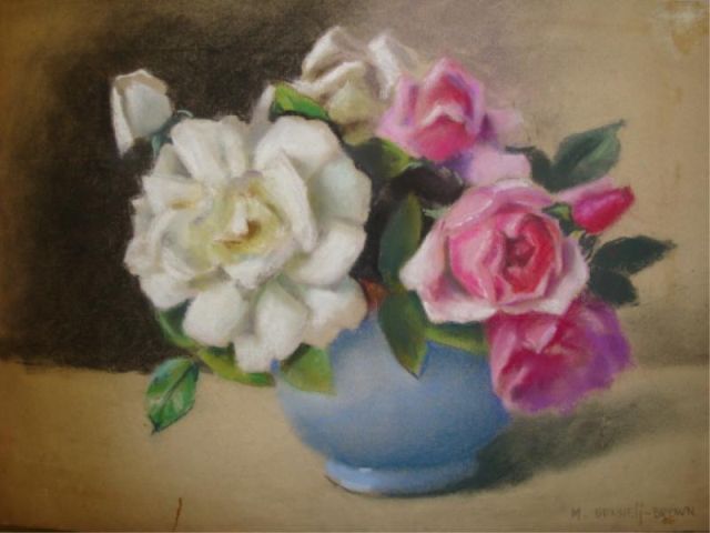 Appraisal: BENNETT-BROWN Mae Unframed Floral Pastels One signed several initialed many