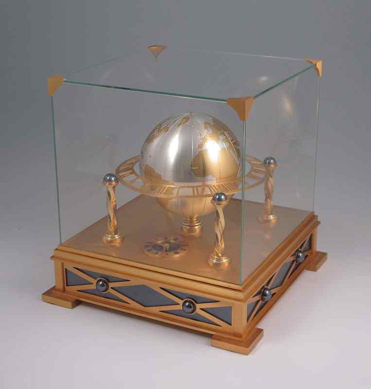 Appraisal: LAVIGNE FRENCH GILT BRASS WORLD GLOBE CLOCK Mid th century