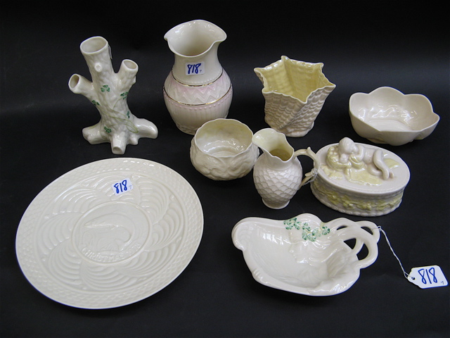 Appraisal: NINE PIECES OF IRISH BELLEEK in a variety of forms