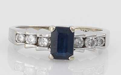 Appraisal: A Ladies' Sapphire and Diamond Ring k white gold ring