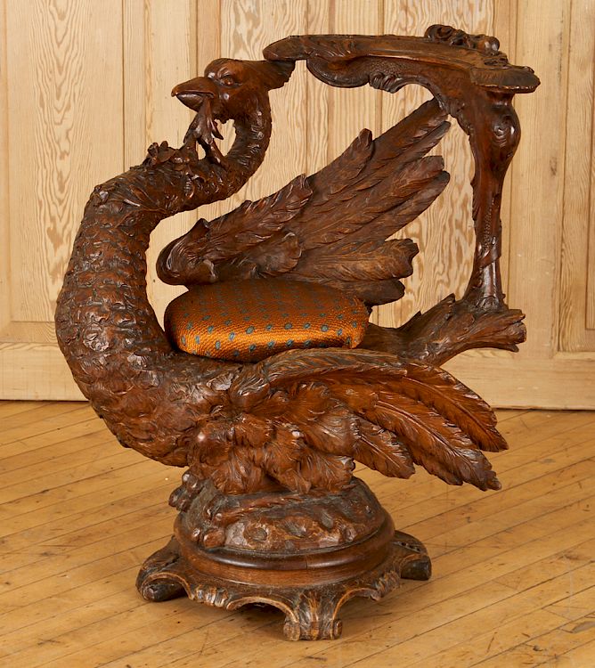 Appraisal: TH CENT CONTINENTAL WALNUT CHAIR HERON FORM An interesting nineteenth