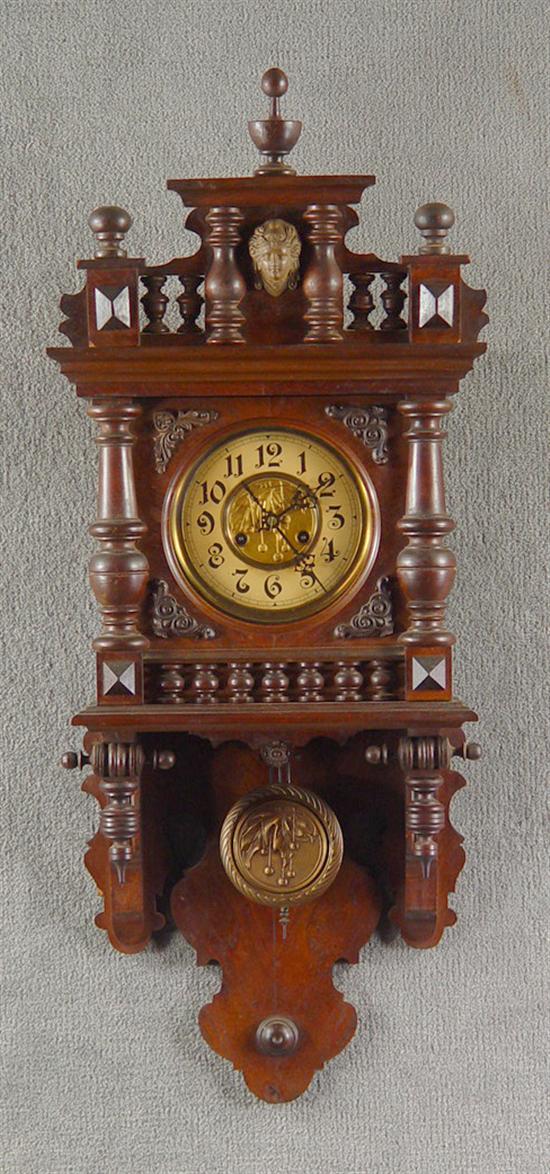 Appraisal: Walnut Victorian Wall Clock Circa Molded carved and turned elements