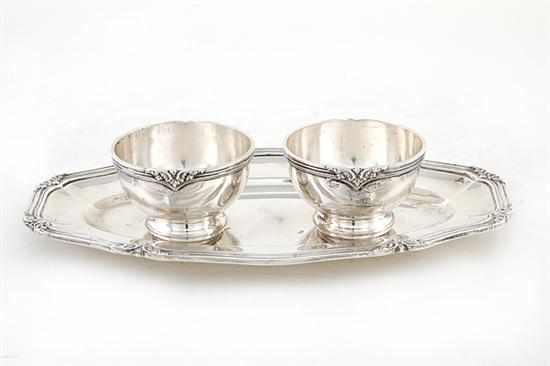 Appraisal: Continental silver condiment serving dish J Roca small dishes mounted