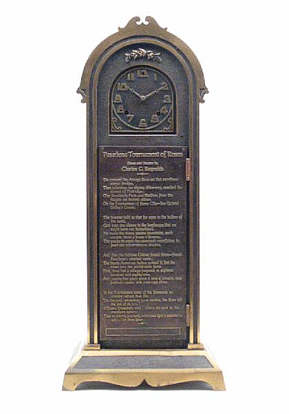 Appraisal: A brass presentation clock for the Pasadena Tournament of Roses