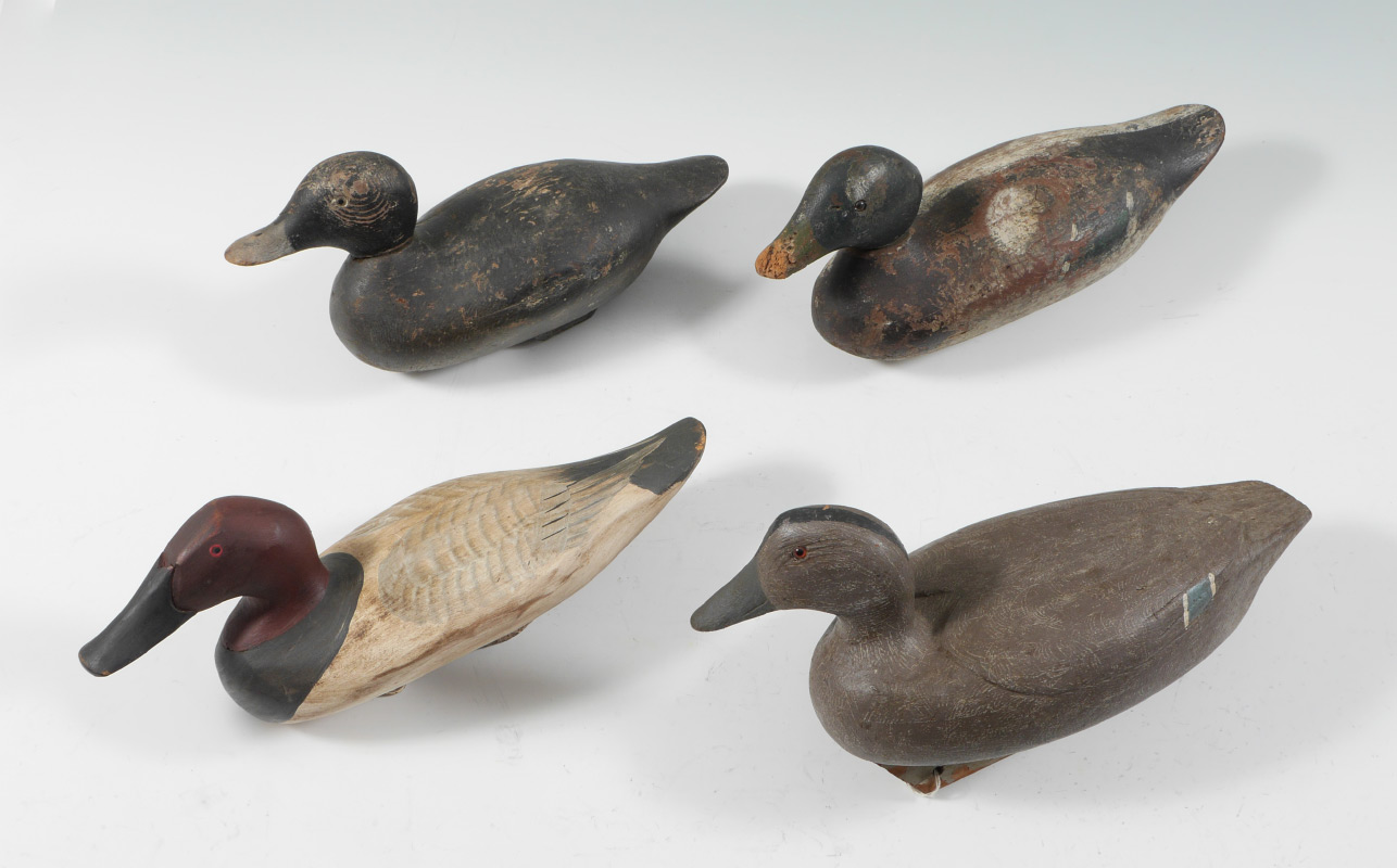 Appraisal: COLLECTION OF VINTAGE CARVED DUCK DECOYS pieces total working decoys