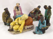 Appraisal: Six Oriental ceramic figures one repaired