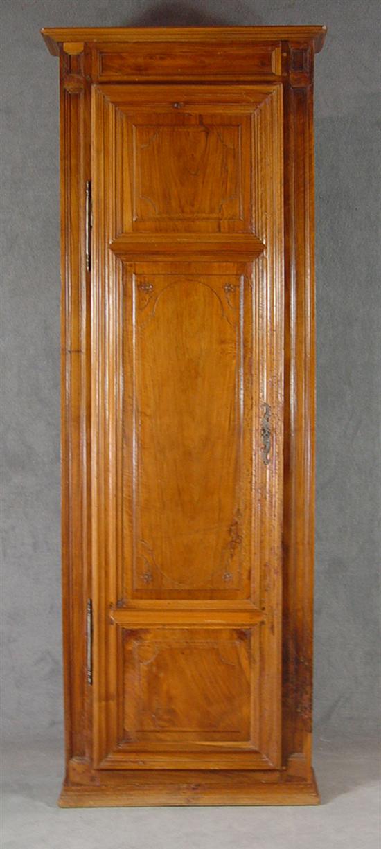 Appraisal: Early Walnut Chimney Cupboard th Century Molded top over paneled