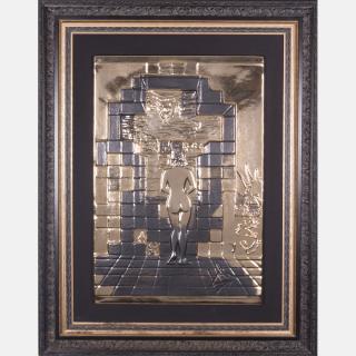 Appraisal: Salvador Dali - Lincoln in Dalivision Gold bas relief Incised