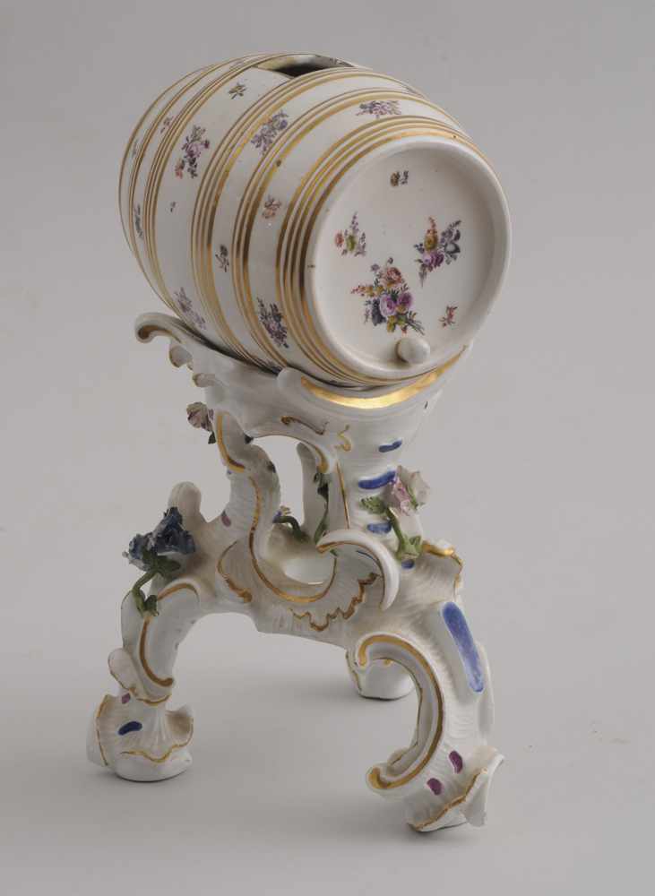 Appraisal: MEISSEN BARREL AND STAND Circa the gilt-ringed barrel with floral