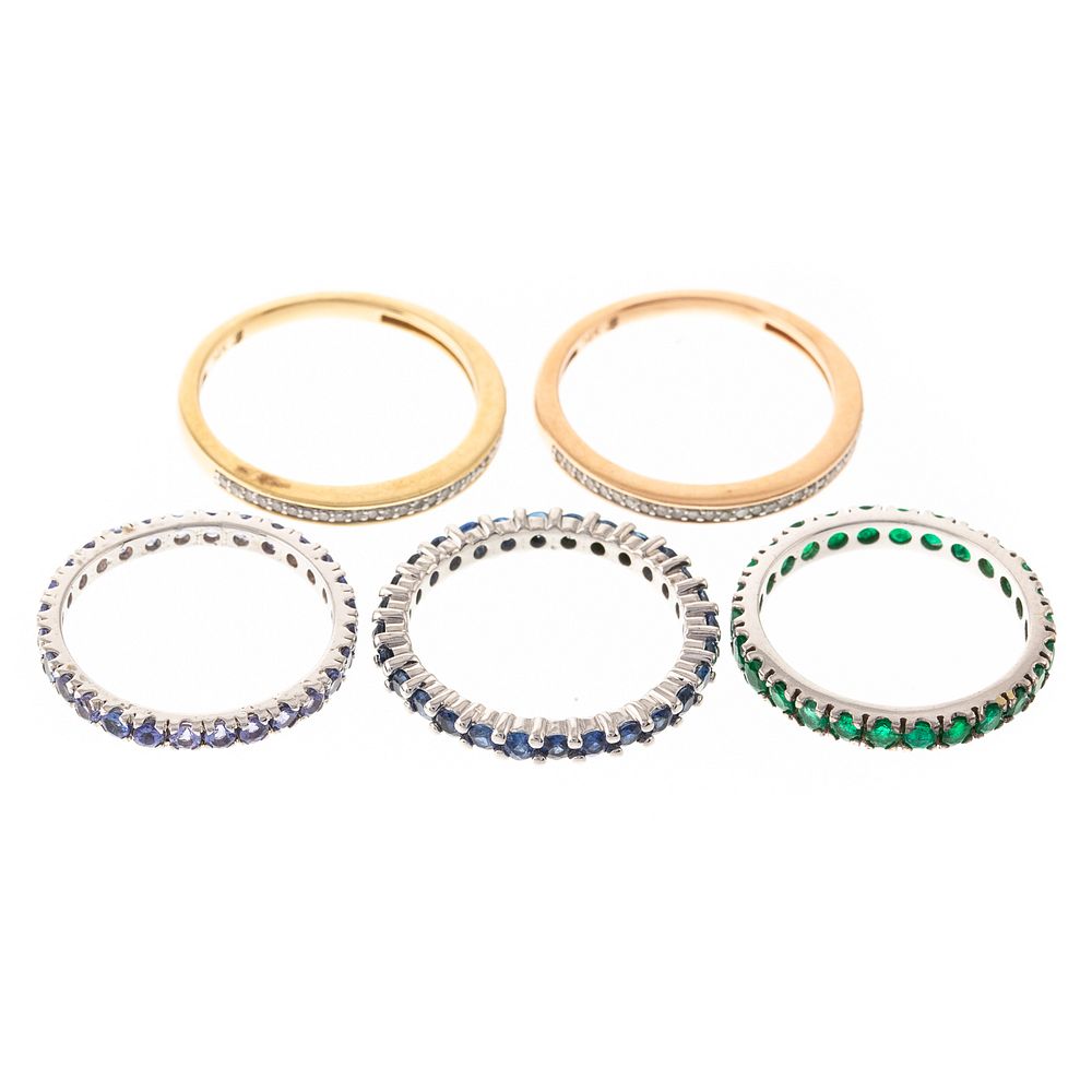 Appraisal: A Collection of Gemstone Bands in K K yellow and