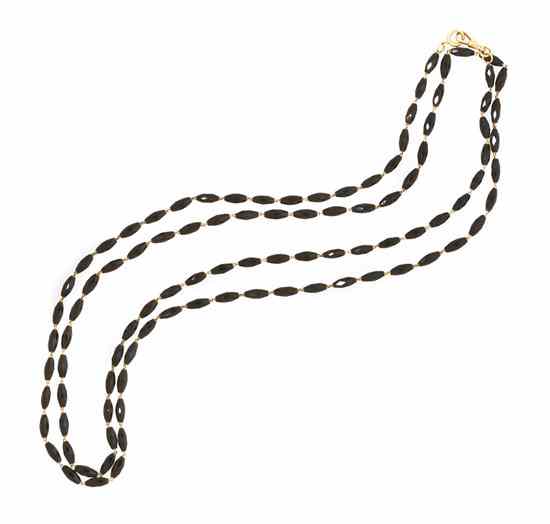 Appraisal: A Vintage Karat Yellow Gold and Onyx Bead Fob Chain