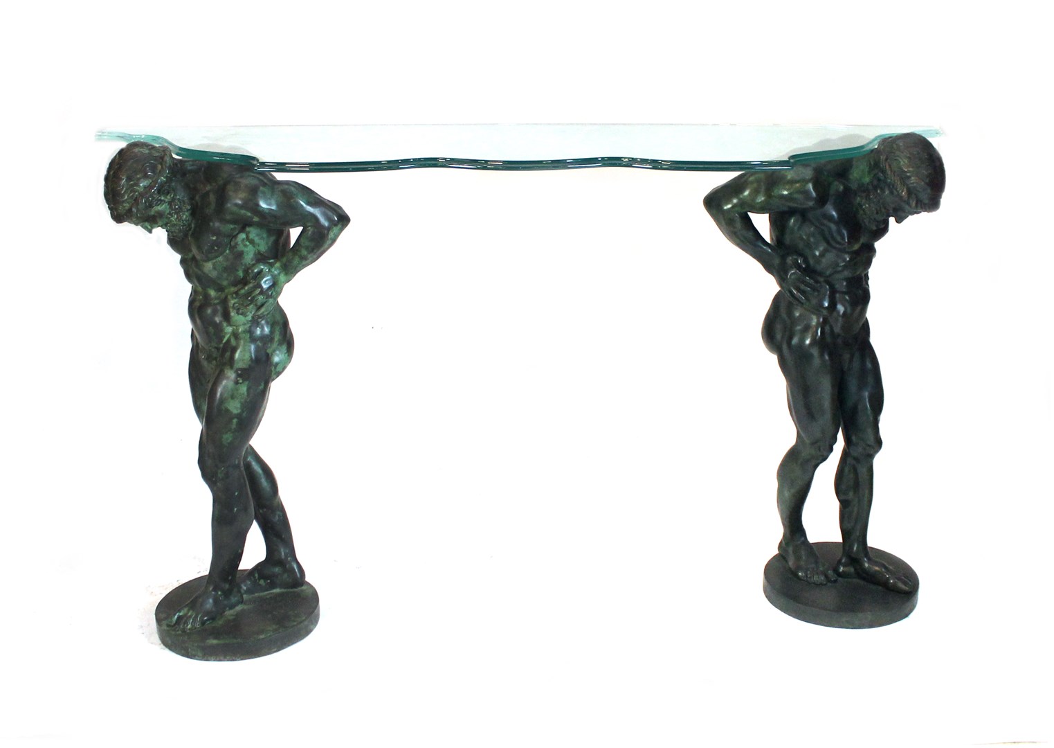 Appraisal: A th century console table the shaped glass top on