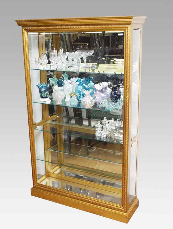 Appraisal: LARGE DISPLAY CABINET Illuminated mirror and glass interior side entrance