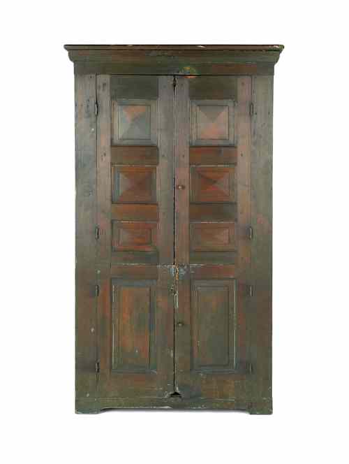 Appraisal: Painted pine wall cupboard early th c h w