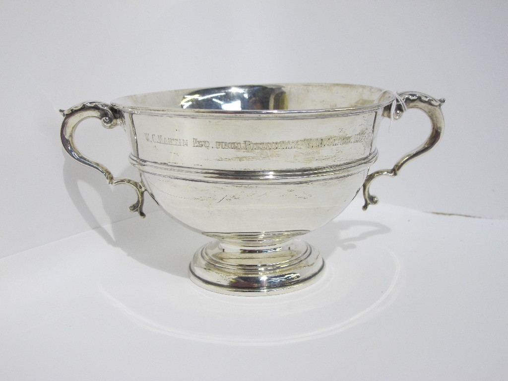 Appraisal: A silver double handled pedestal bowl London