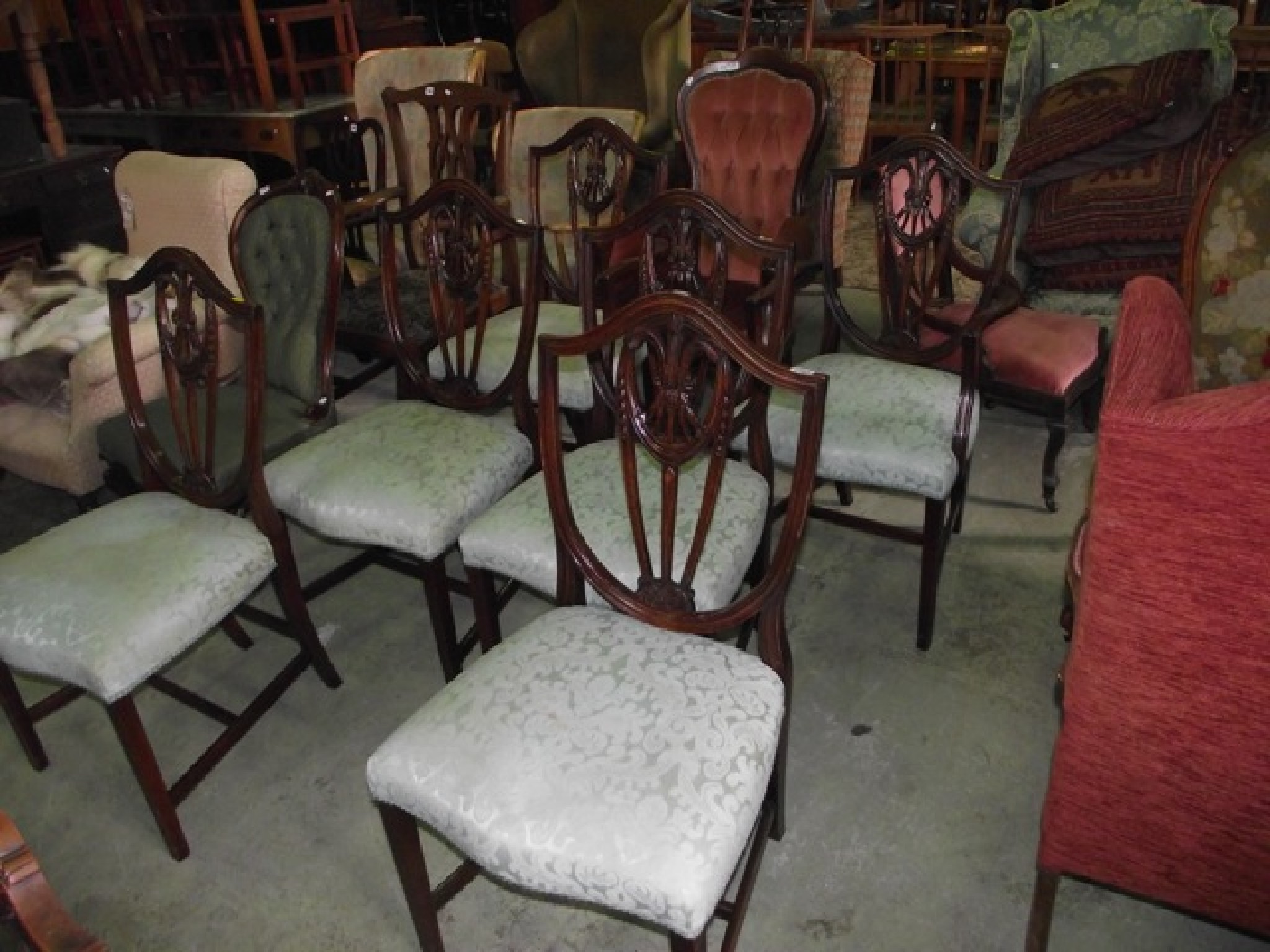 Appraisal: A set of six four plus two reproduction Hepplewhite style