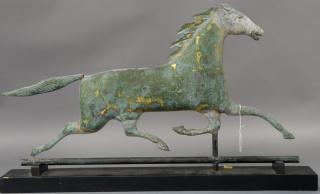 Appraisal: American full bodied copper trotting horse weathervane with zinc head