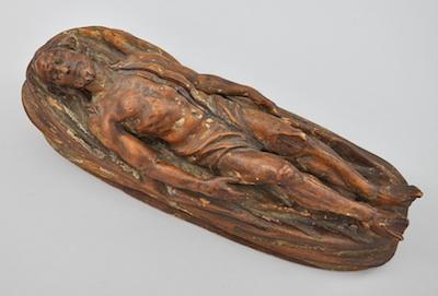 Appraisal: Carved Wood Christos Mortuus The figure of Jesus on a