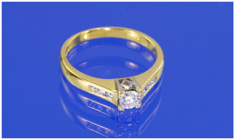 Appraisal: ct Gold Diamond Solitaire Round Brilliant Cut Diamond Set Between