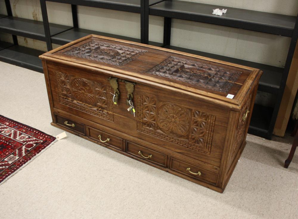 Appraisal: LIFT-TOP ZANZIBAR BLANKET CHEST Tanzanian archipelago region East African coast