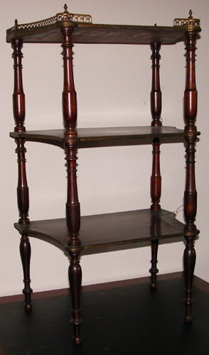 Appraisal: Artist Title French-style Mahogany and brass inlaid stand rectangular shaped