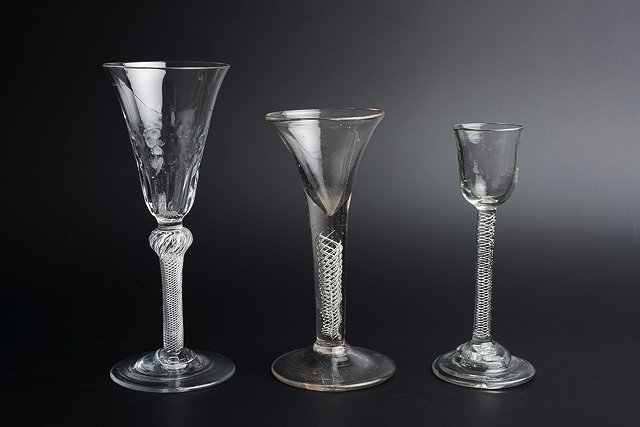 Appraisal: AN TH CENTURY STYLE CORDIAL GLASS with air twist stem