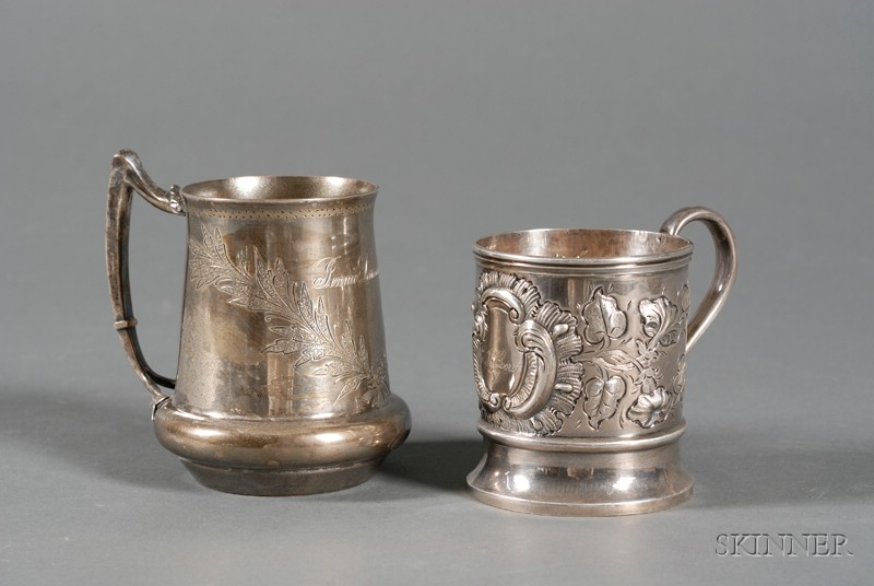 Appraisal: Two Coin Silver Mugs mid th century one marked for