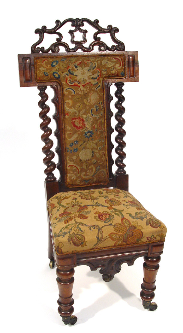 Appraisal: Victorian rosewood Prie Dieu chair with barley twist supports and