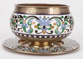 Appraisal: RUSSIAN SILVER ENAMEL BRATINA KHLEBNIKOV A FINE RUSSIAN SILVER GILT