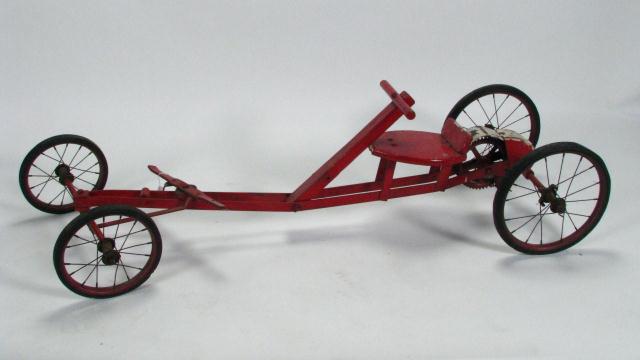 Appraisal: Vintage Irish Mail handcar red paint rubber tires approximately inches