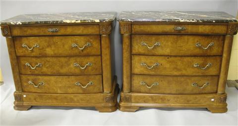 Appraisal: PAIR OF AMERICAN DREW MARBLE TOP CHESTS th century the