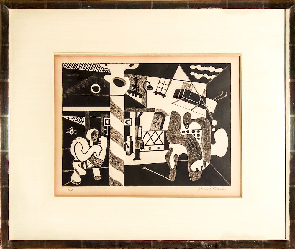 Appraisal: Stuart Davis Two Figures and El Lithograph Stuart Davis American