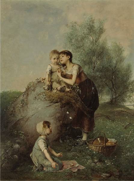 Appraisal: Emil Keyser Swiss - Baby's first picnic signed and inscribed