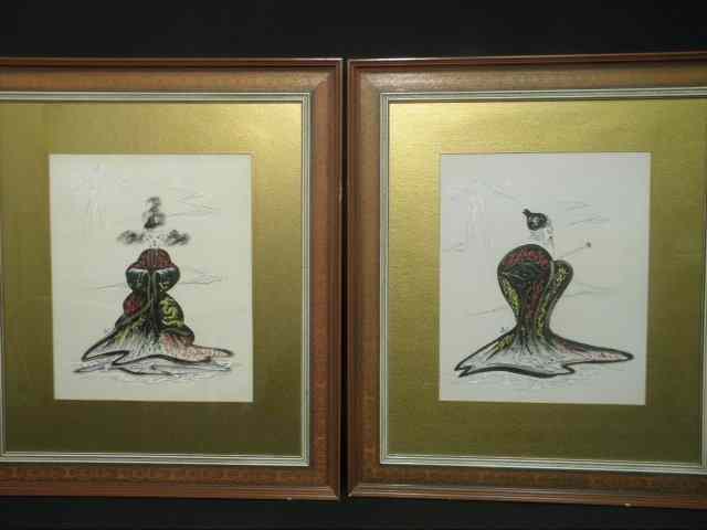 Appraisal: Pair of Japanese mixed media paintings each signed lower left