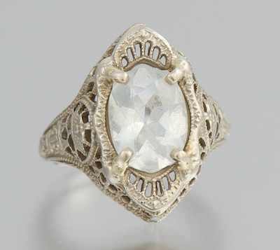 Appraisal: An Art Deco Gold Ring with Gemstone k white gold