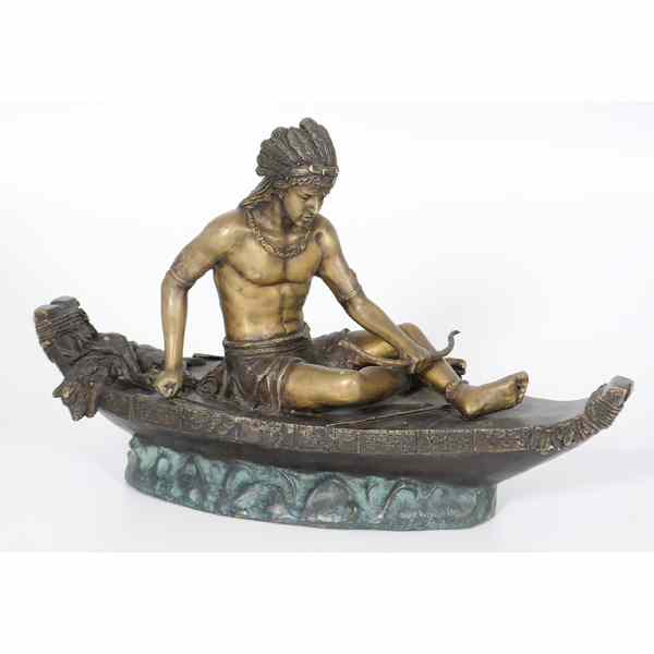 Appraisal: After Duchoiselle Indian Bronze Bronze depicting an Indian chief perched