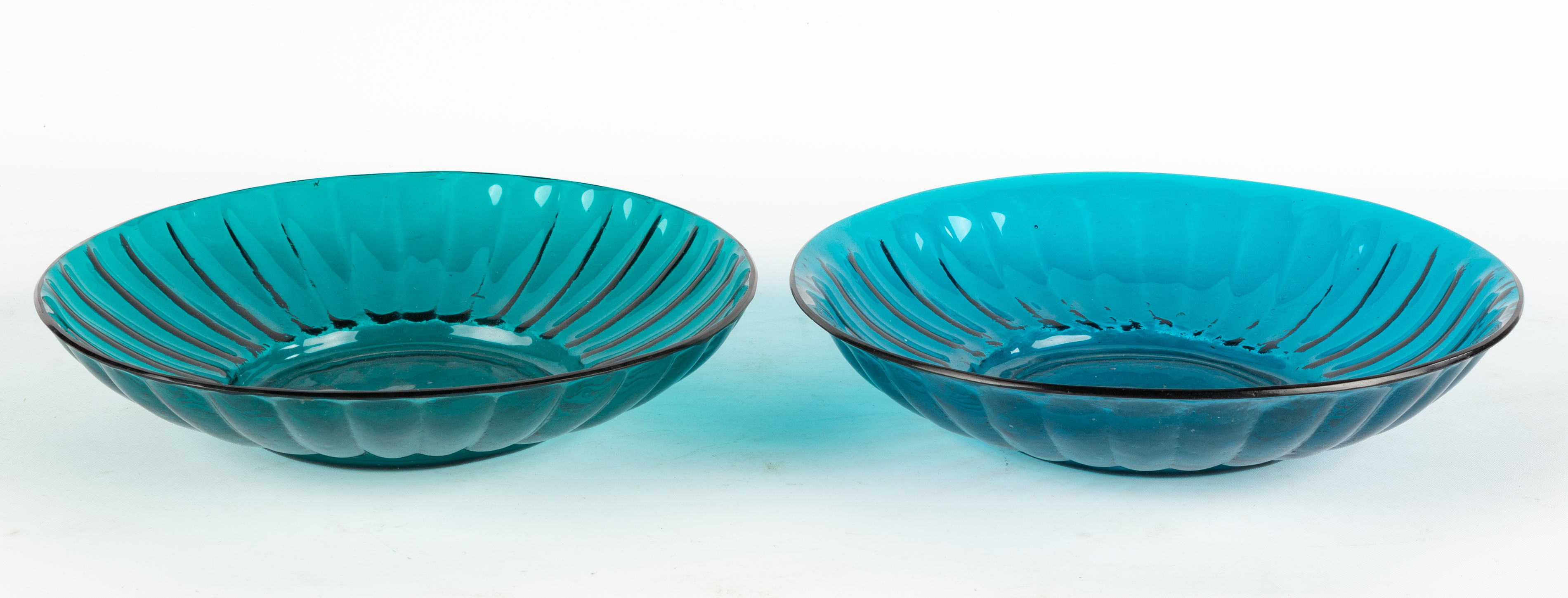 Appraisal: CHINESE GLASS FLUTED BOWLS With stands