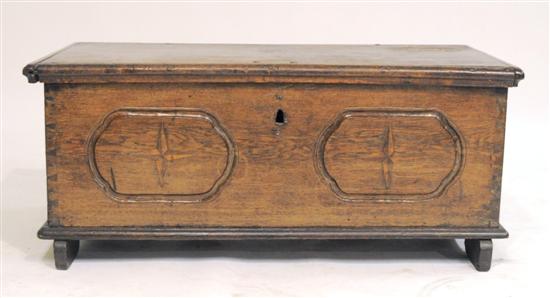 Appraisal: Small chest th th C with inlaid stars inside carved