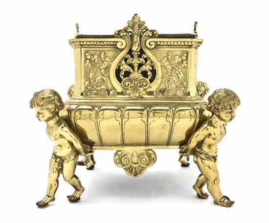 Appraisal: A Neoclassical Gilt Metal Jardiniere of square form having a