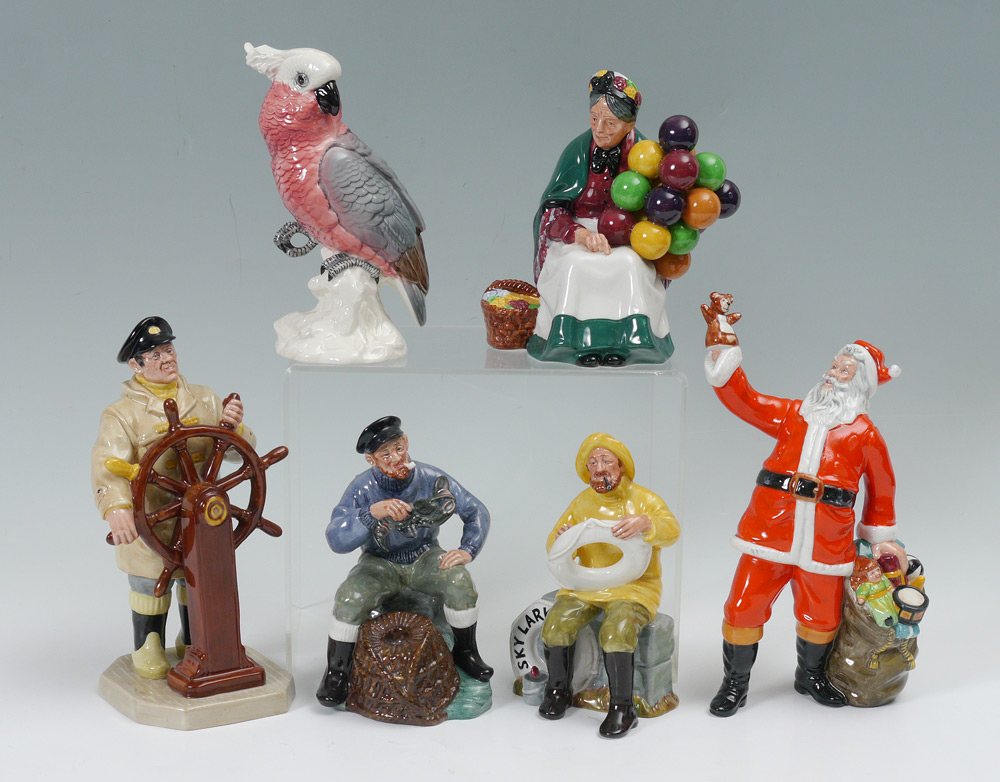 Appraisal: ROYAL DOULTON FIGURINES The Old Balloon Seller HN The Helmsman