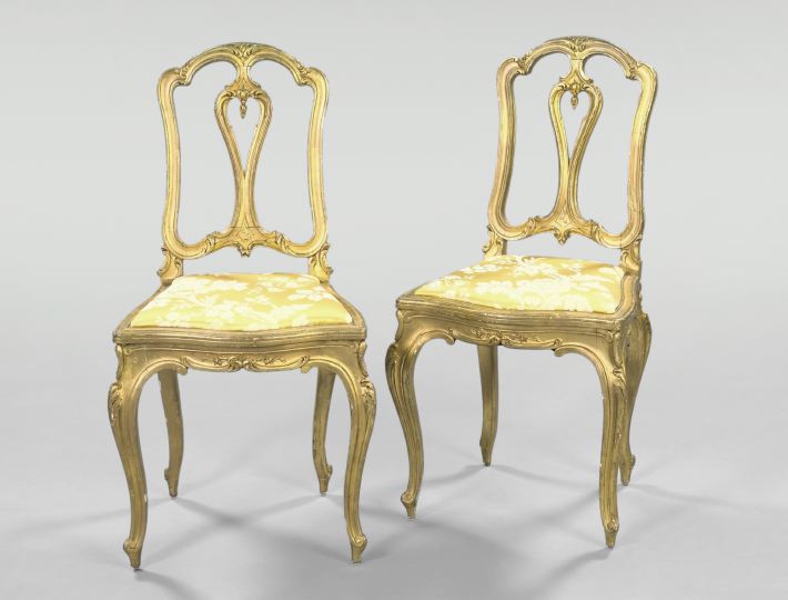 Appraisal: Pair of Italian Giltwood Sidechairs early th century in the