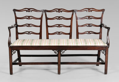 Appraisal: Chippendale Style Triple Chair Back Settee British late th early