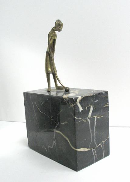 Appraisal: A brass art deco golfing figurine with drooped head on