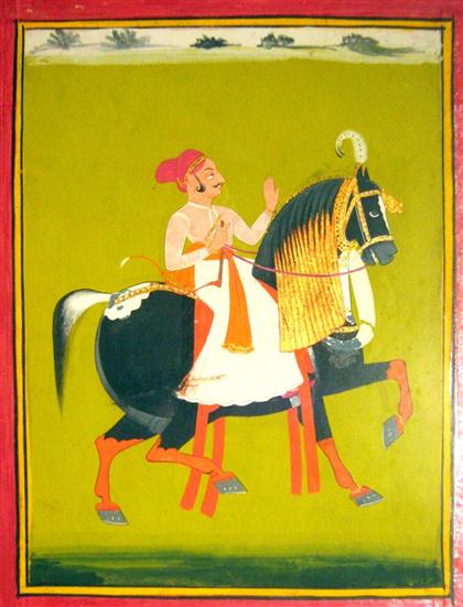 Appraisal: pieces Manuscript Leaves - Persian Miniatures Equestrian portraits of a