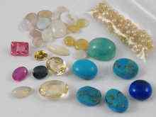 Appraisal: A mixed lot of polished stones and cultured pearls including