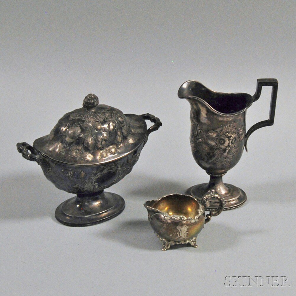 Appraisal: Three Pieces of Silver Teaware a mid- th century Tiffany