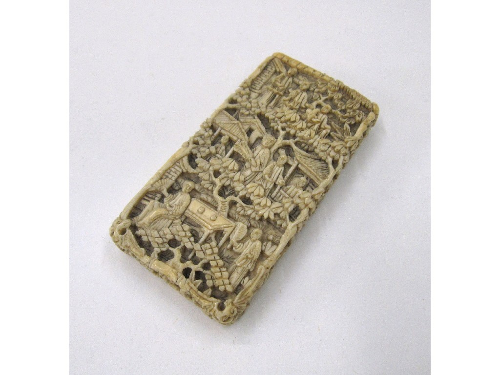 Appraisal: Carved ivory card case