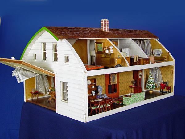 Appraisal: 'S HAND CRAFTED DOLLHOUSE Fully furnished and accessorized Clapboard roof