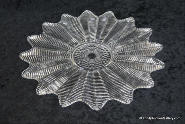 Appraisal: Vintage L E Smith Glass Feather Pattern PlatterFrom an estate